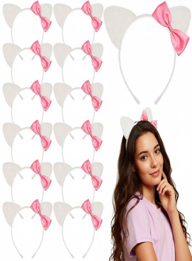 Knitgrip 12 Pcs Kitty Cat Ears Headbands Gift for Kitty Friends Birthday Party Favor Kitten Decoration(Pink,Classic) - Image 1